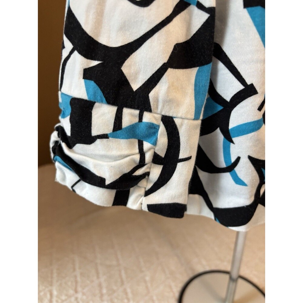 Dress Barn Blazer. Blue Black & White Design Shoulder Pads. Open Front. Lined. M - Picture 8 of 13